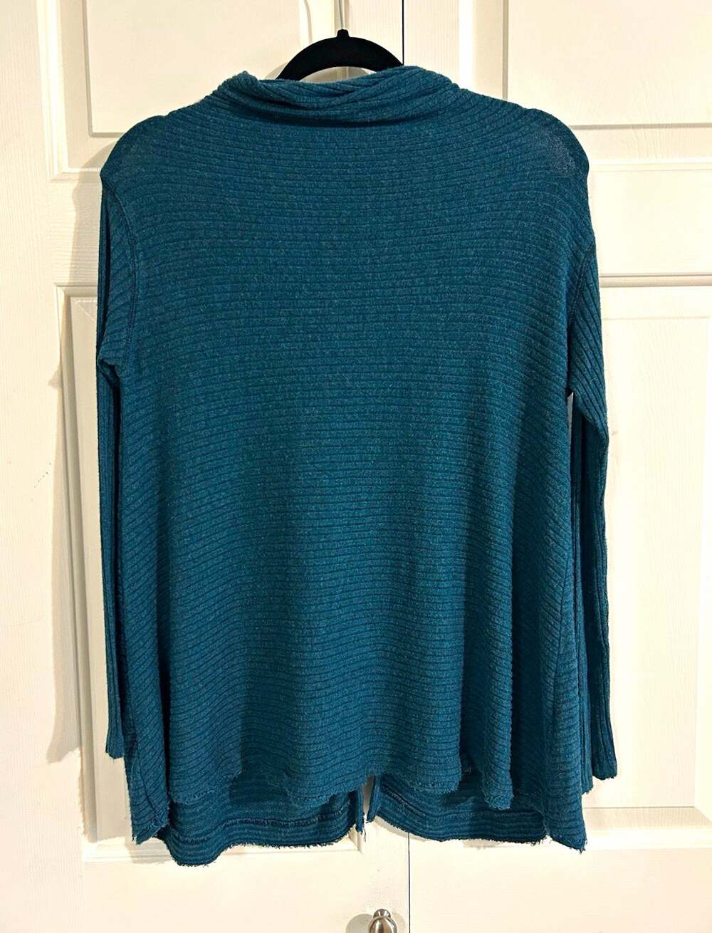 We The Free Blue Ribbed Knit Mock Neck Raglan Long Sleeve Pullover Sweater S